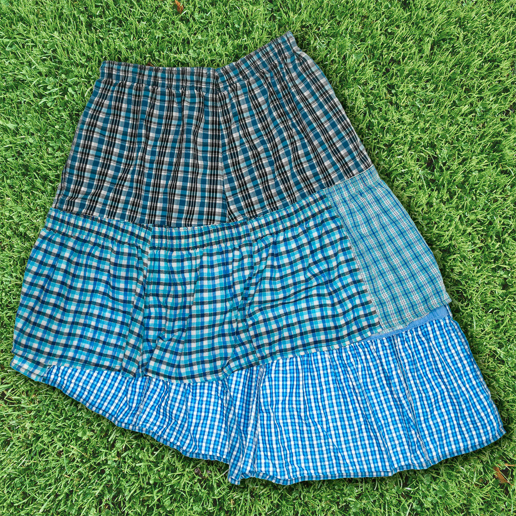 Vibrant Blues Plaid Boxer Skirt