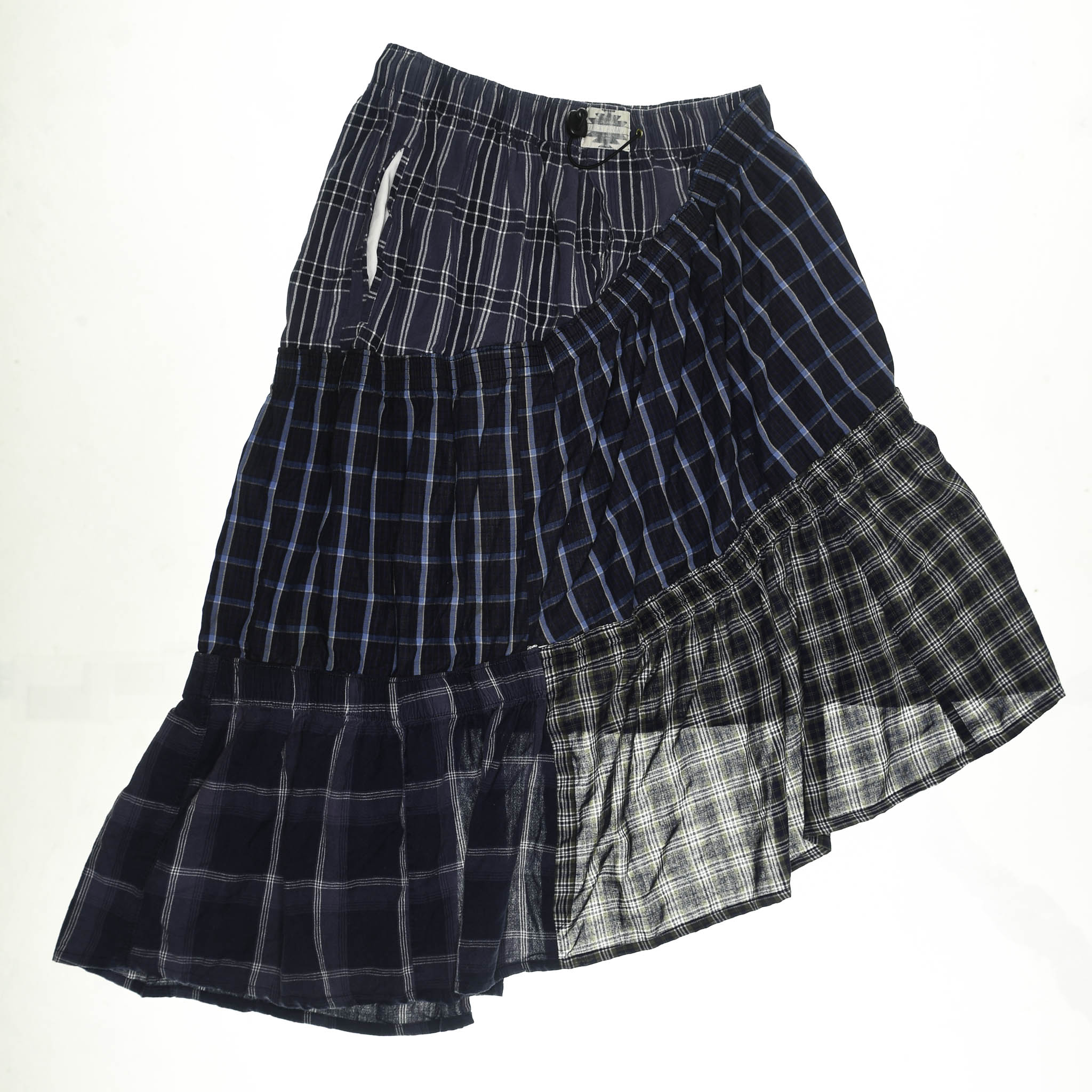 Dark Plaid Tiered Boxer Skirt Midi