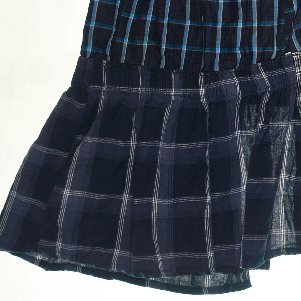 Dark Plaid Tiered Boxer Skirt Midi
