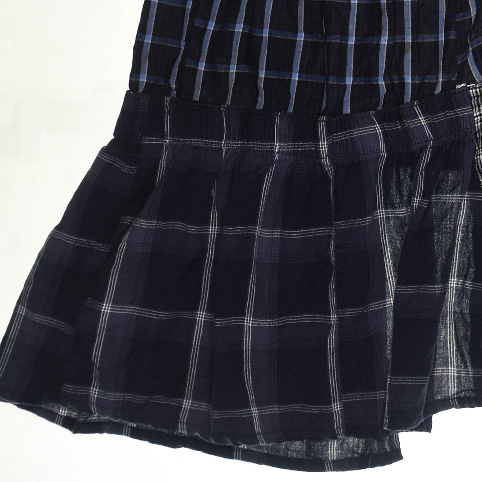 Dark Plaid Tiered Boxer Skirt Midi
