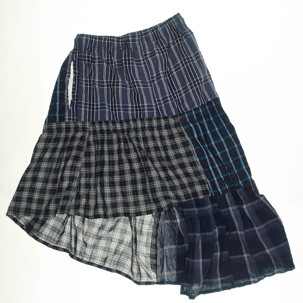 Dark Plaid Tiered Boxer Skirt Midi