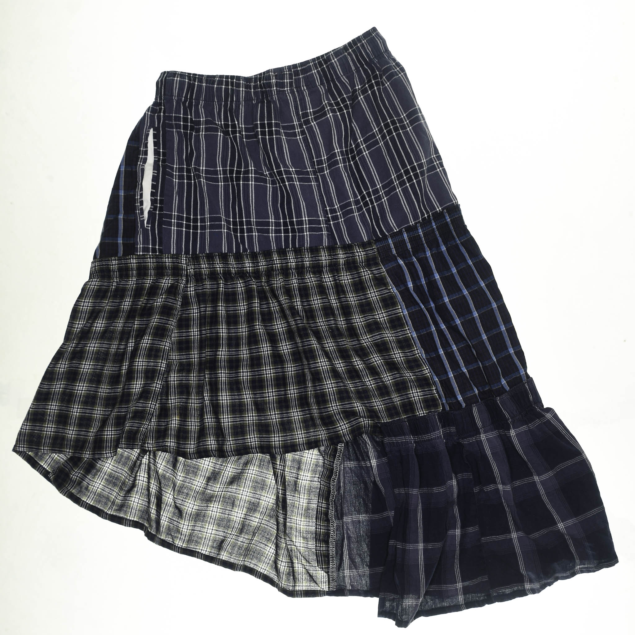 Dark Plaid Tiered Boxer Skirt Midi