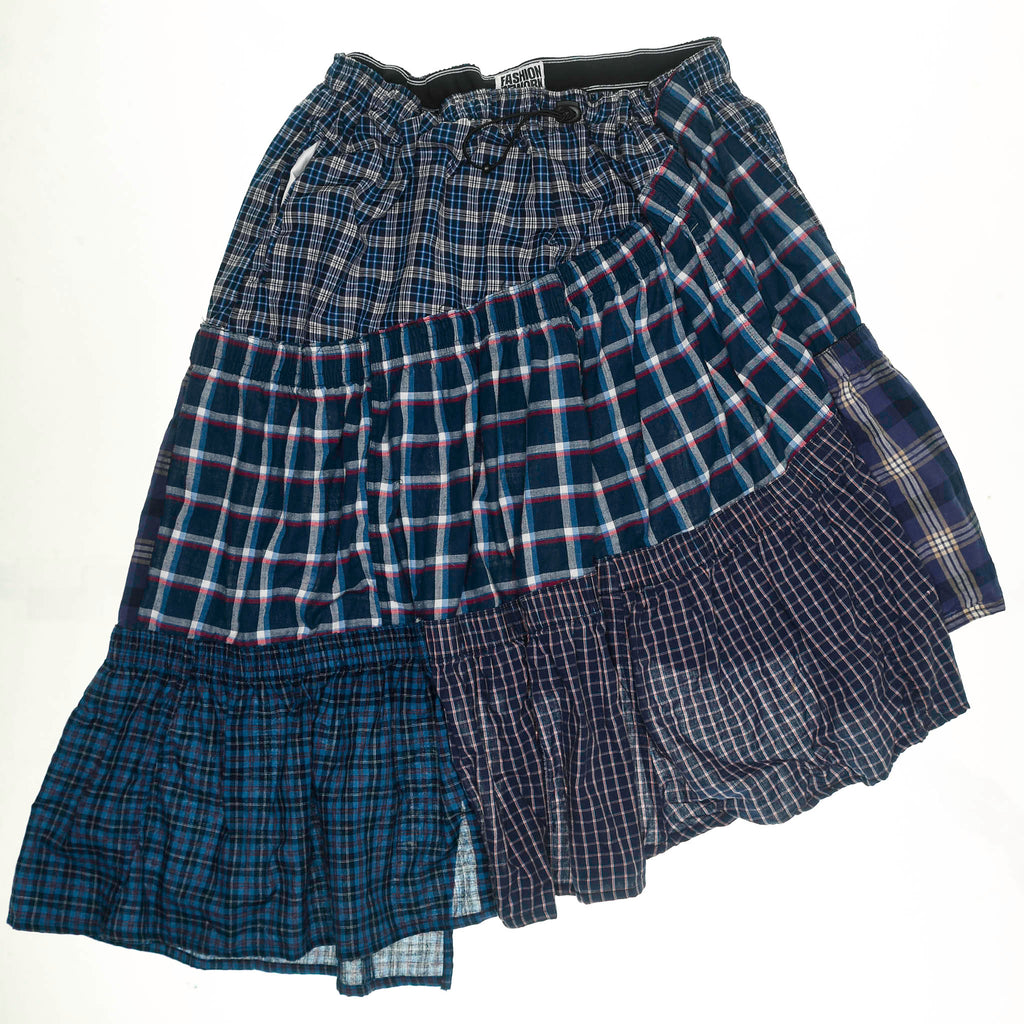 Dark Patchwork Plaid Boxer Skirt