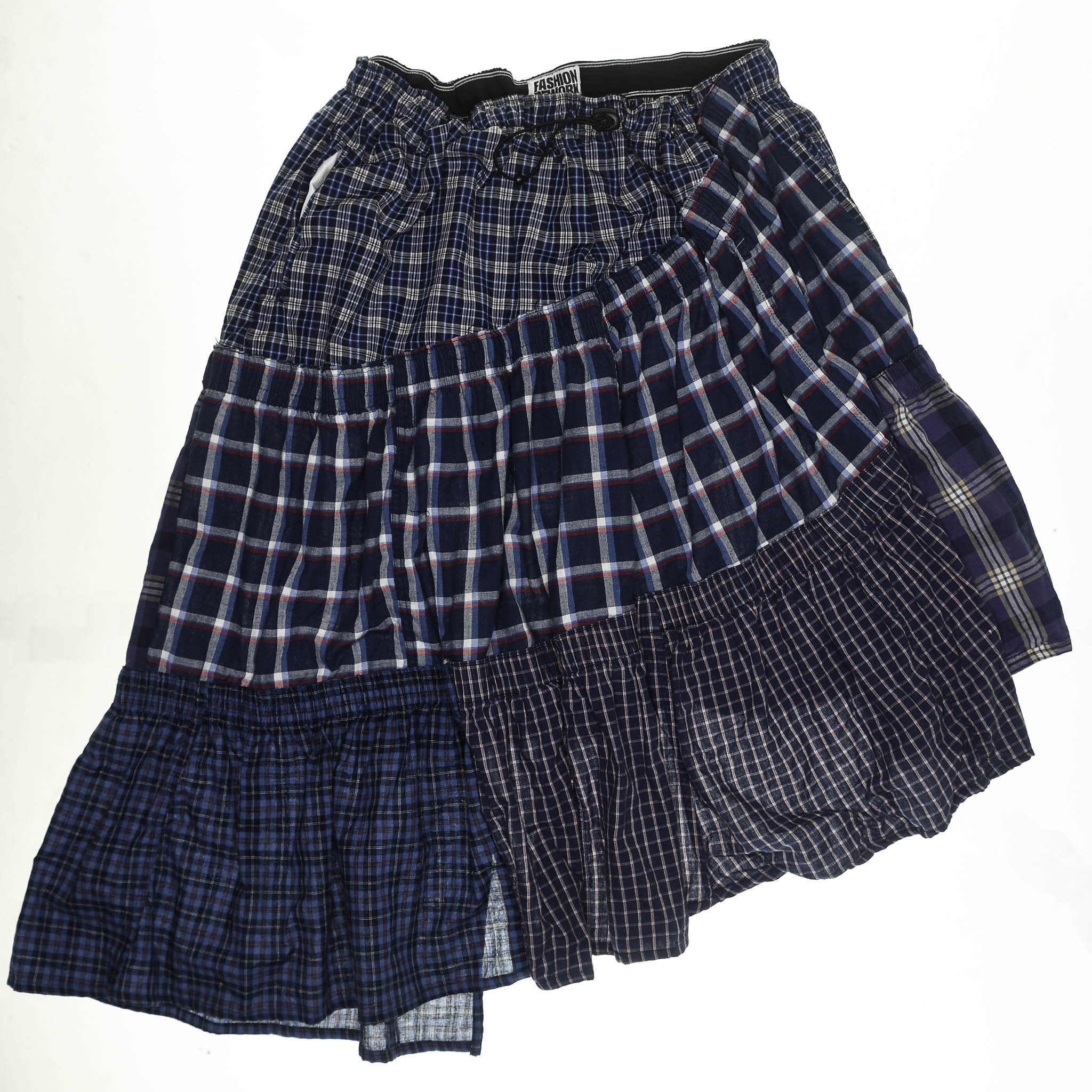 Dark Patchwork Plaid Boxer Skirt