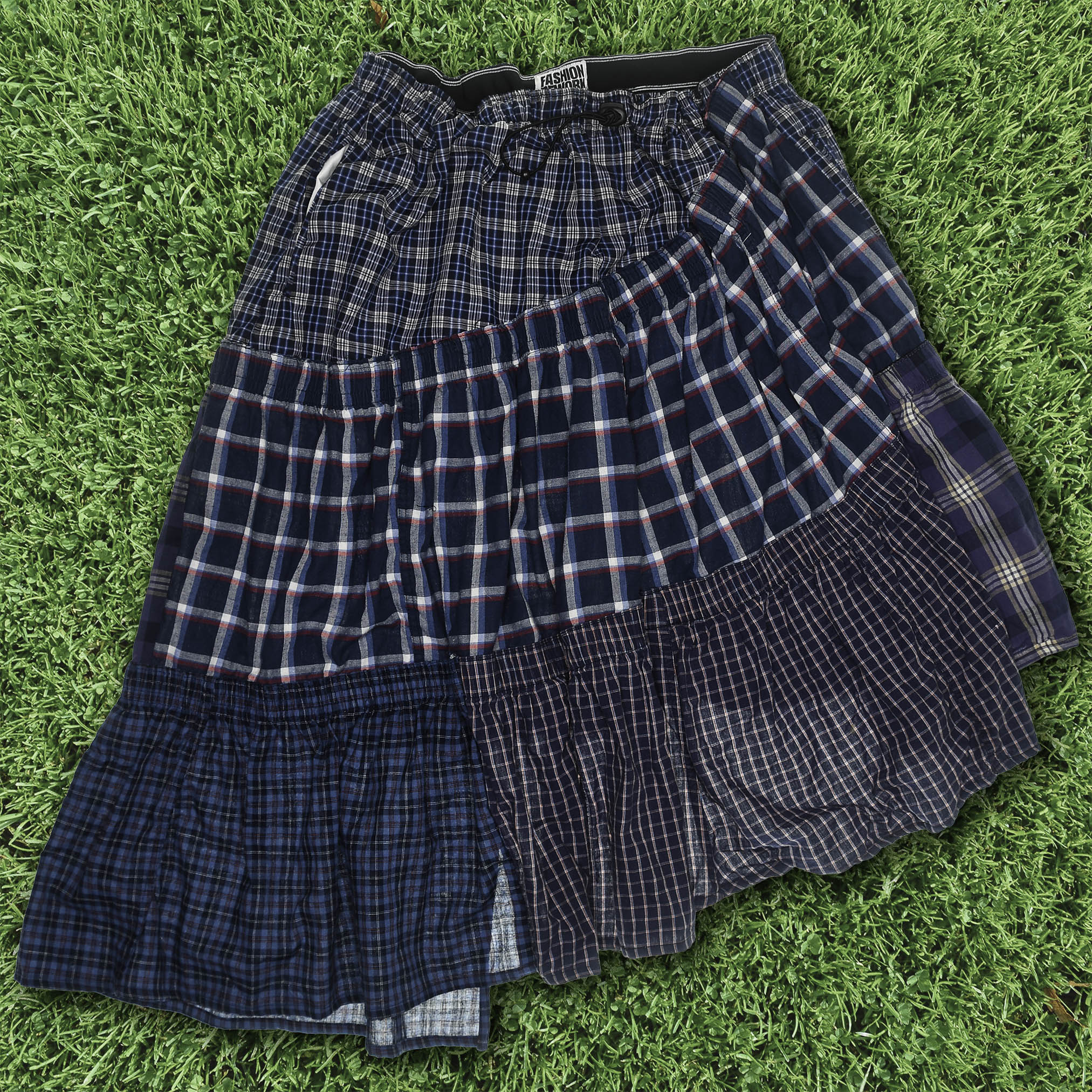 Dark Patchwork Plaid Boxer Skirt