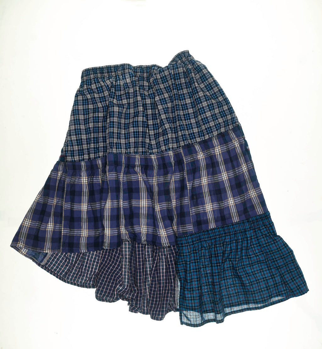 Dark Patchwork Plaid Boxer Skirt
