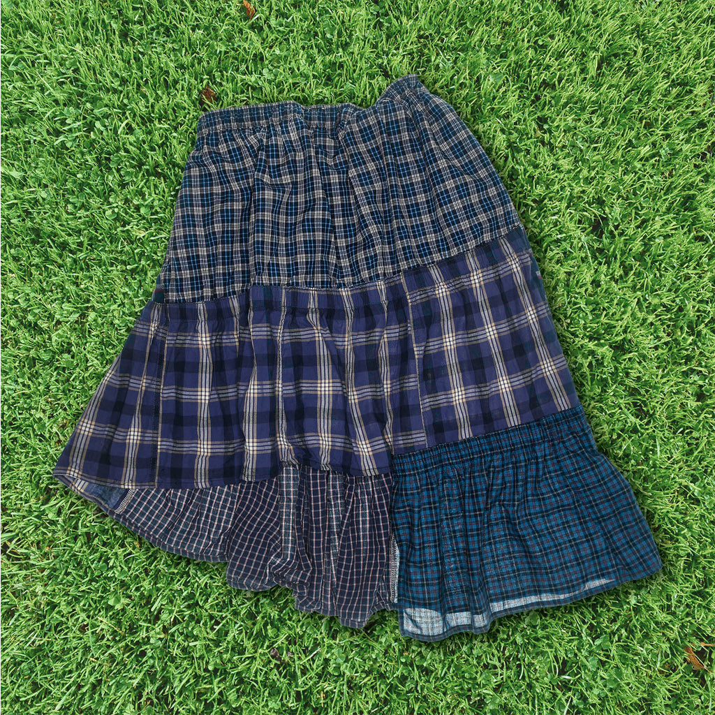 Dark Patchwork Plaid Boxer Skirt
