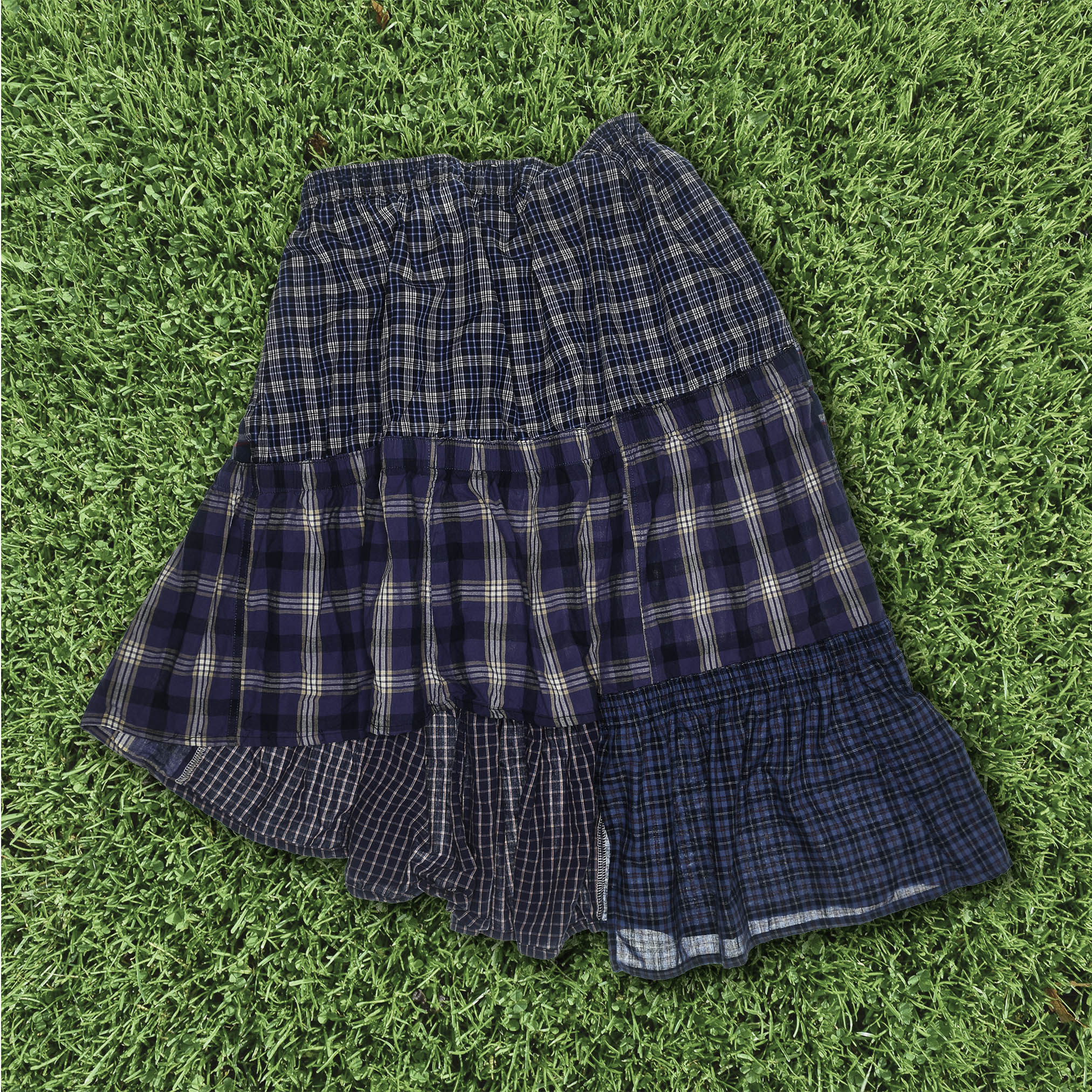 Dark Patchwork Plaid Boxer Skirt