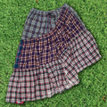 Mixed Plaid Asymmetrical Boxer Skirt Midi