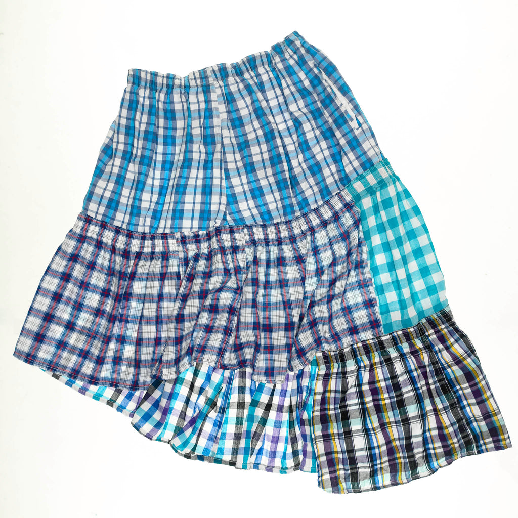 Layered Blue Tiered Boxer Skirt Midi