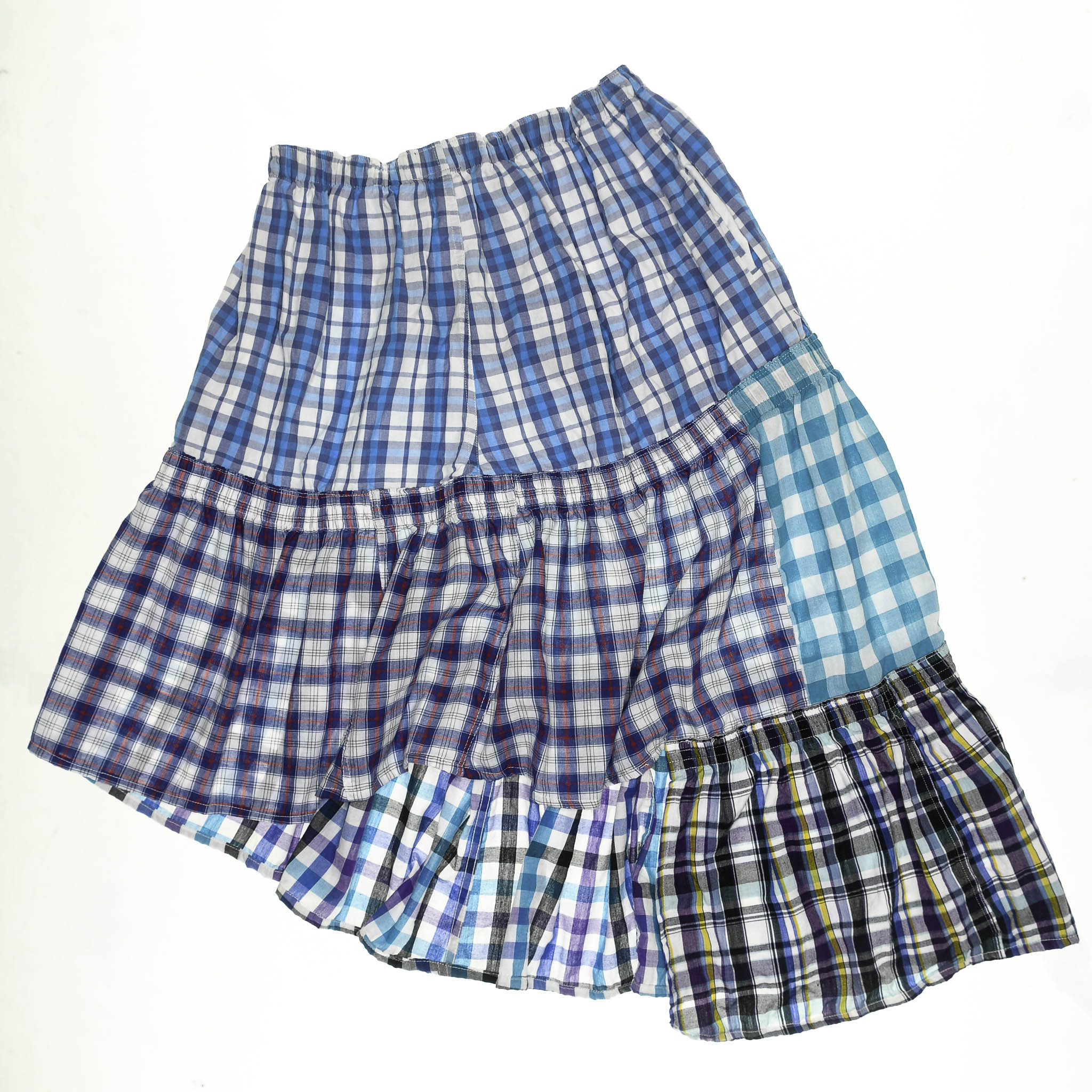 Layered Blue Tiered Boxer Skirt Midi