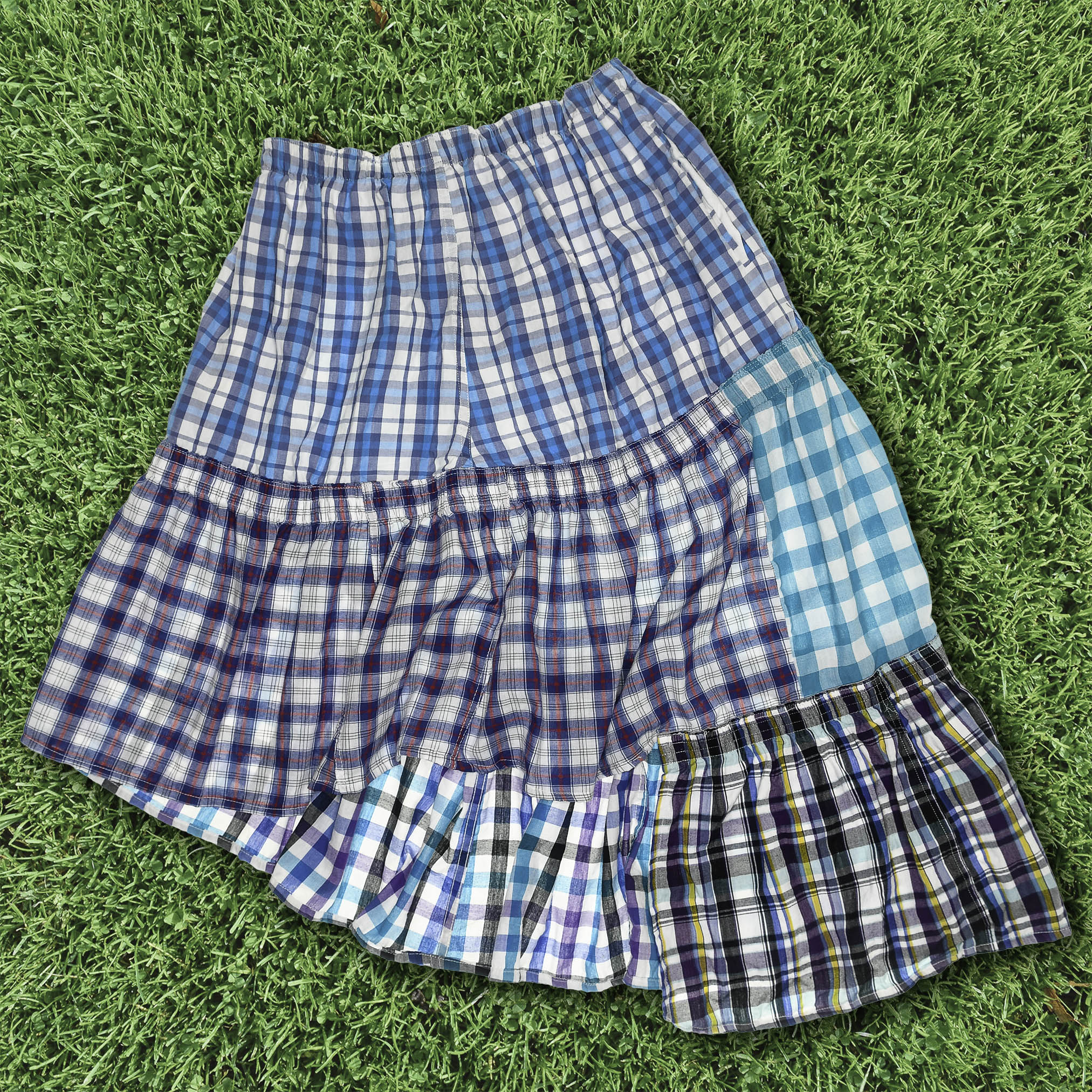 Layered Blue Tiered Boxer Skirt Midi