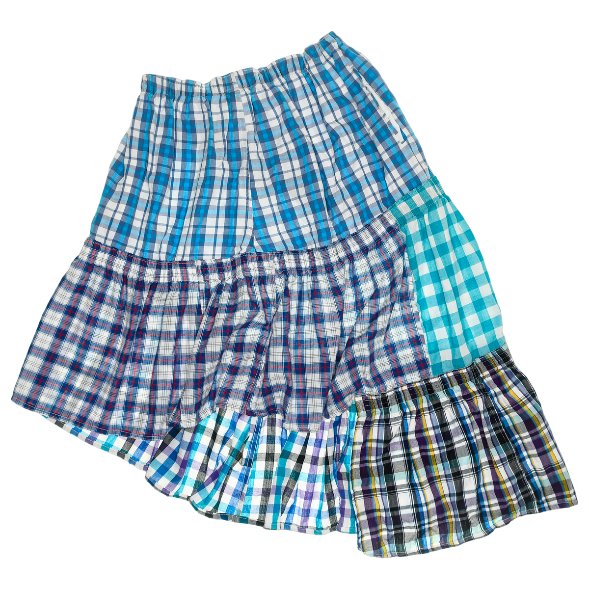 Layered Blue Tiered Boxer Skirt Midi