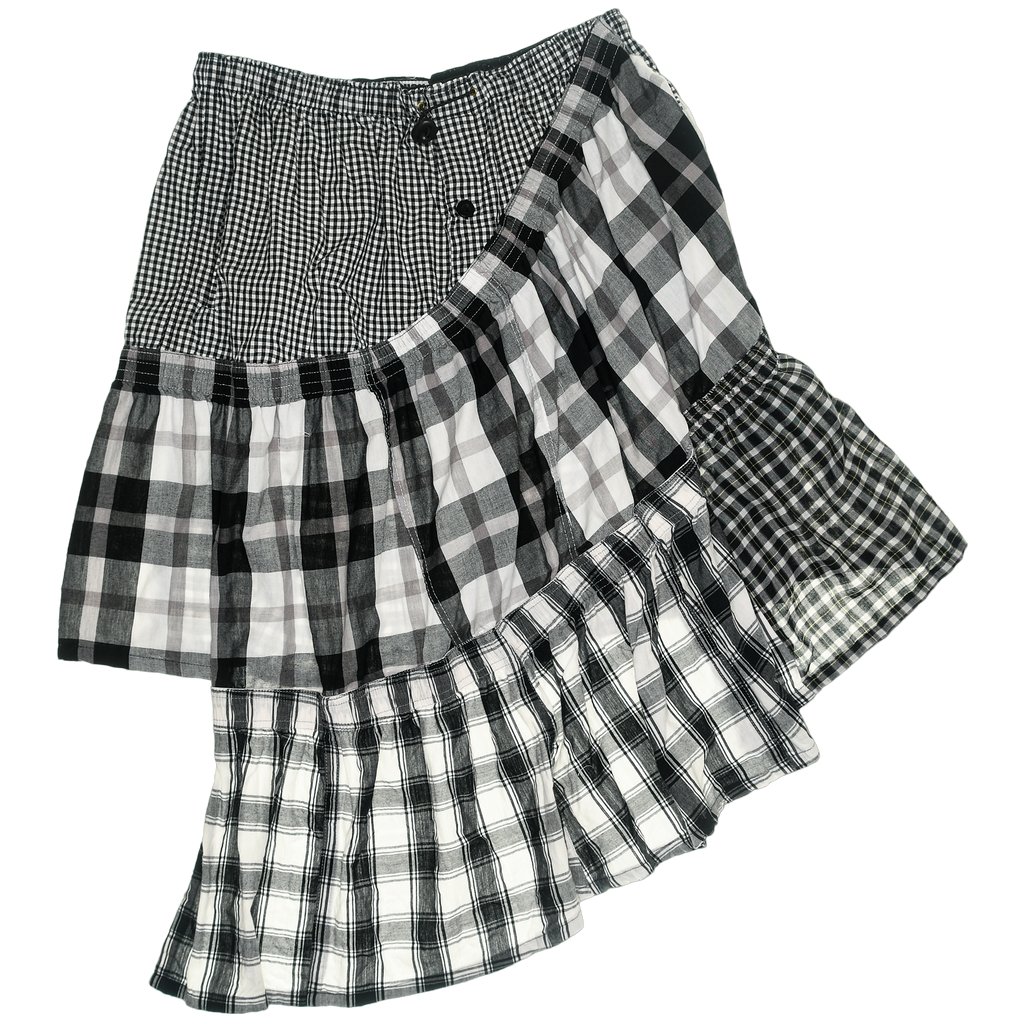 Black & White Asymmetric Boxer Skirt Midi