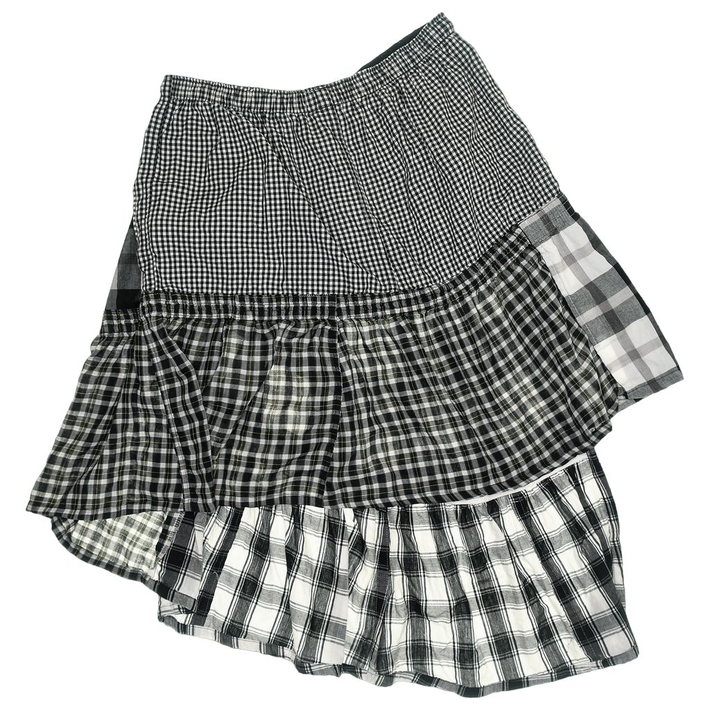 Black & White Asymmetric Boxer Skirt Midi