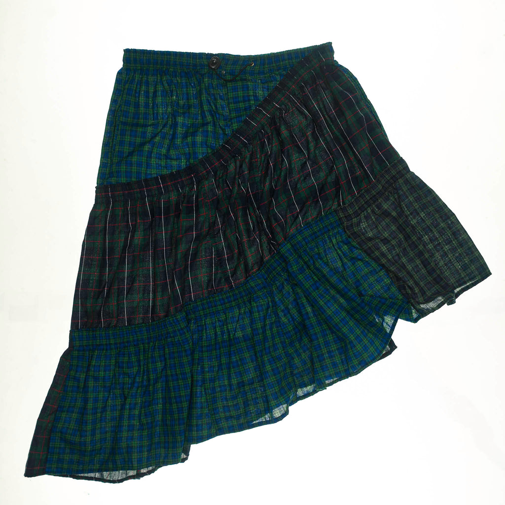 Dark Green Plaid Boxer Skirt Midi