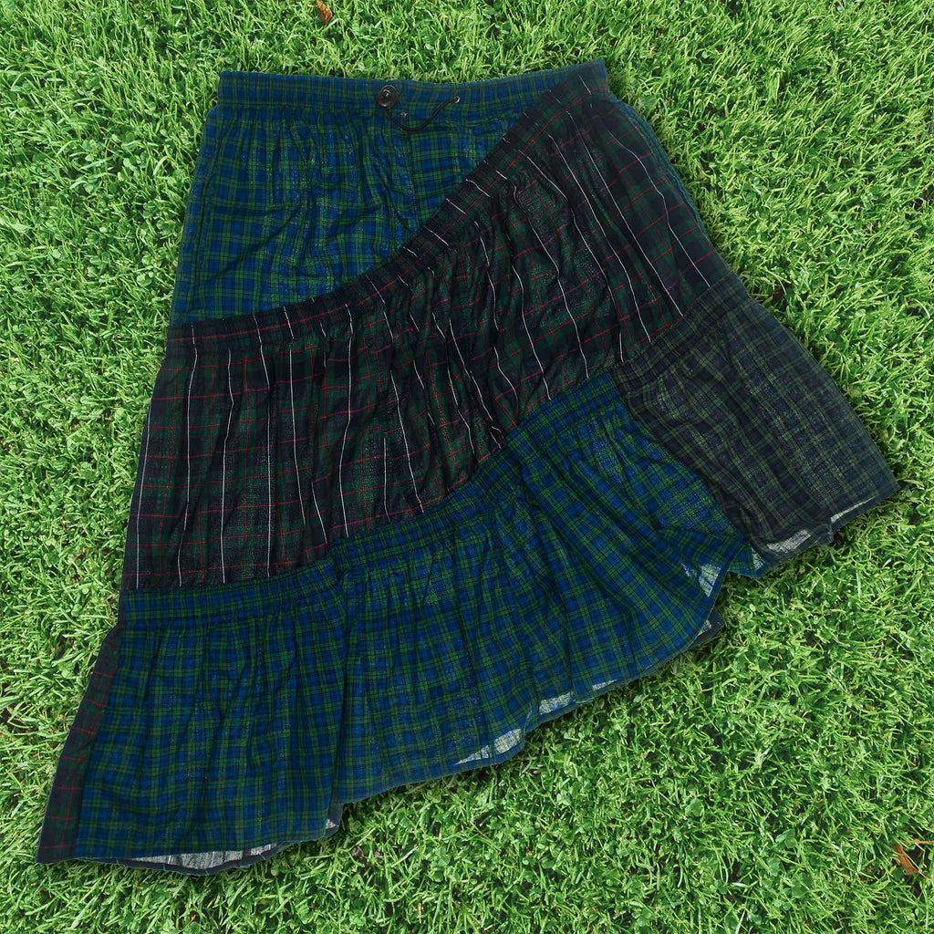 Dark Green Plaid Boxer Skirt Midi