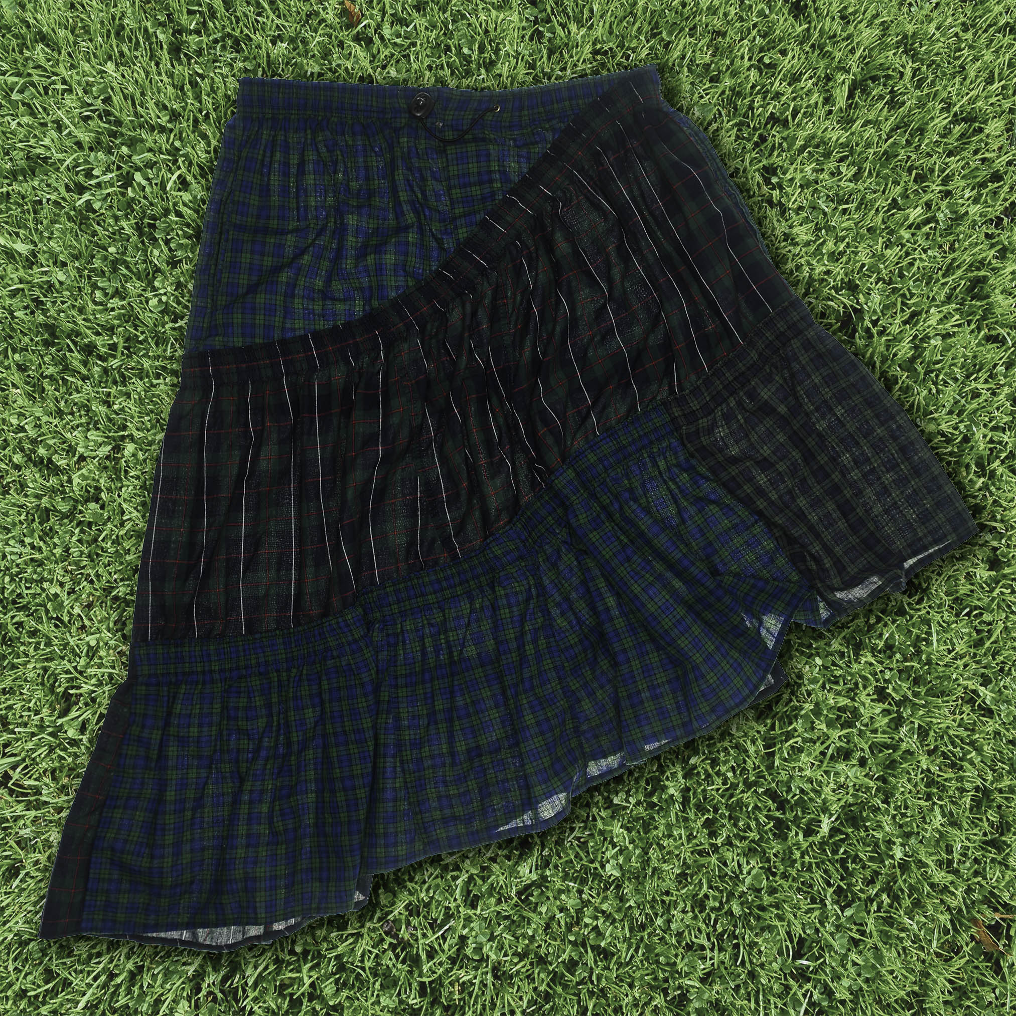Dark Green Plaid Boxer Skirt Midi