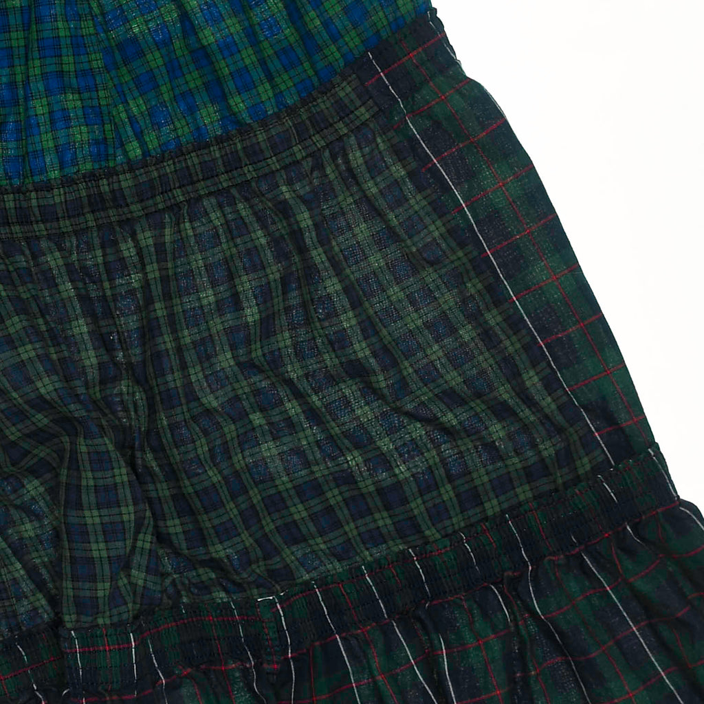 Dark Green Plaid Boxer Skirt Midi