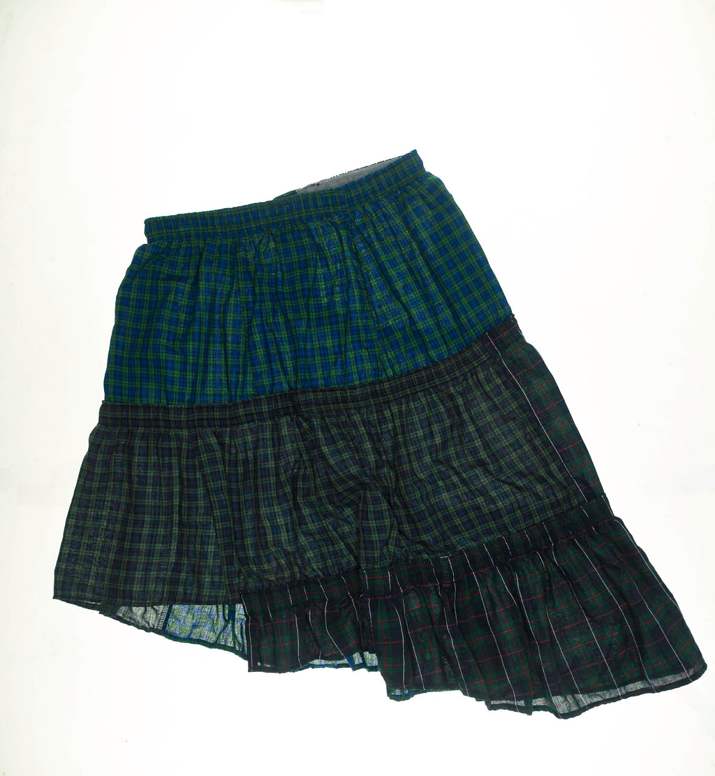Dark Green Plaid Boxer Skirt Midi