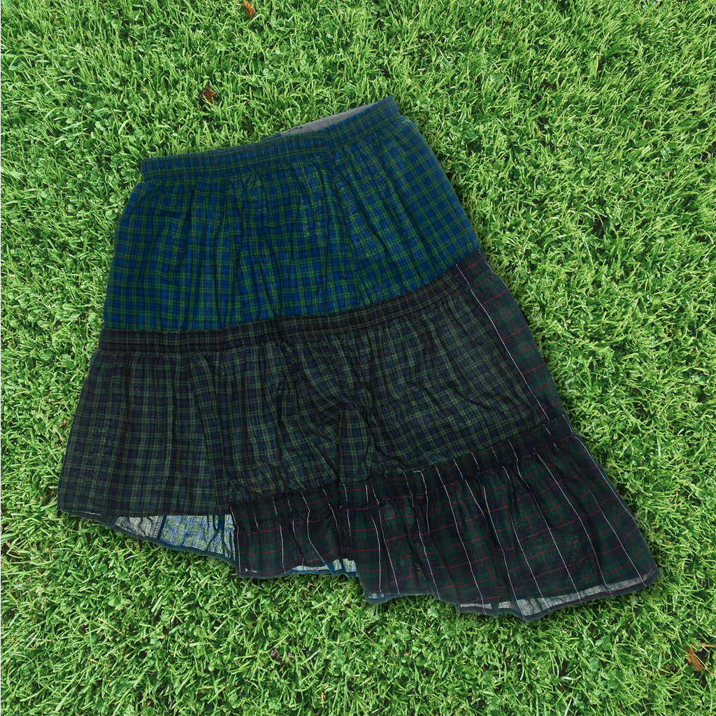 Dark Green Plaid Boxer Skirt Midi