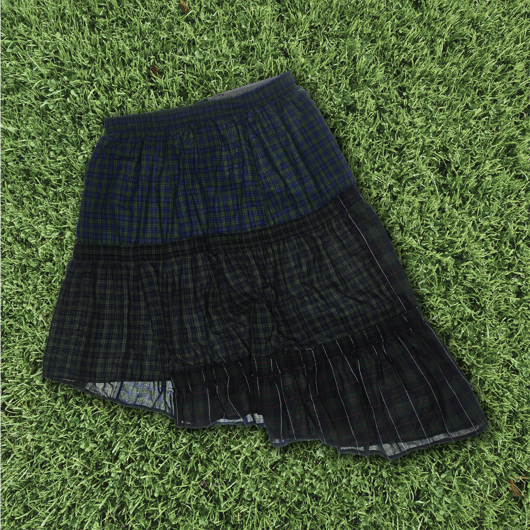 Dark Green Plaid Boxer Skirt Midi