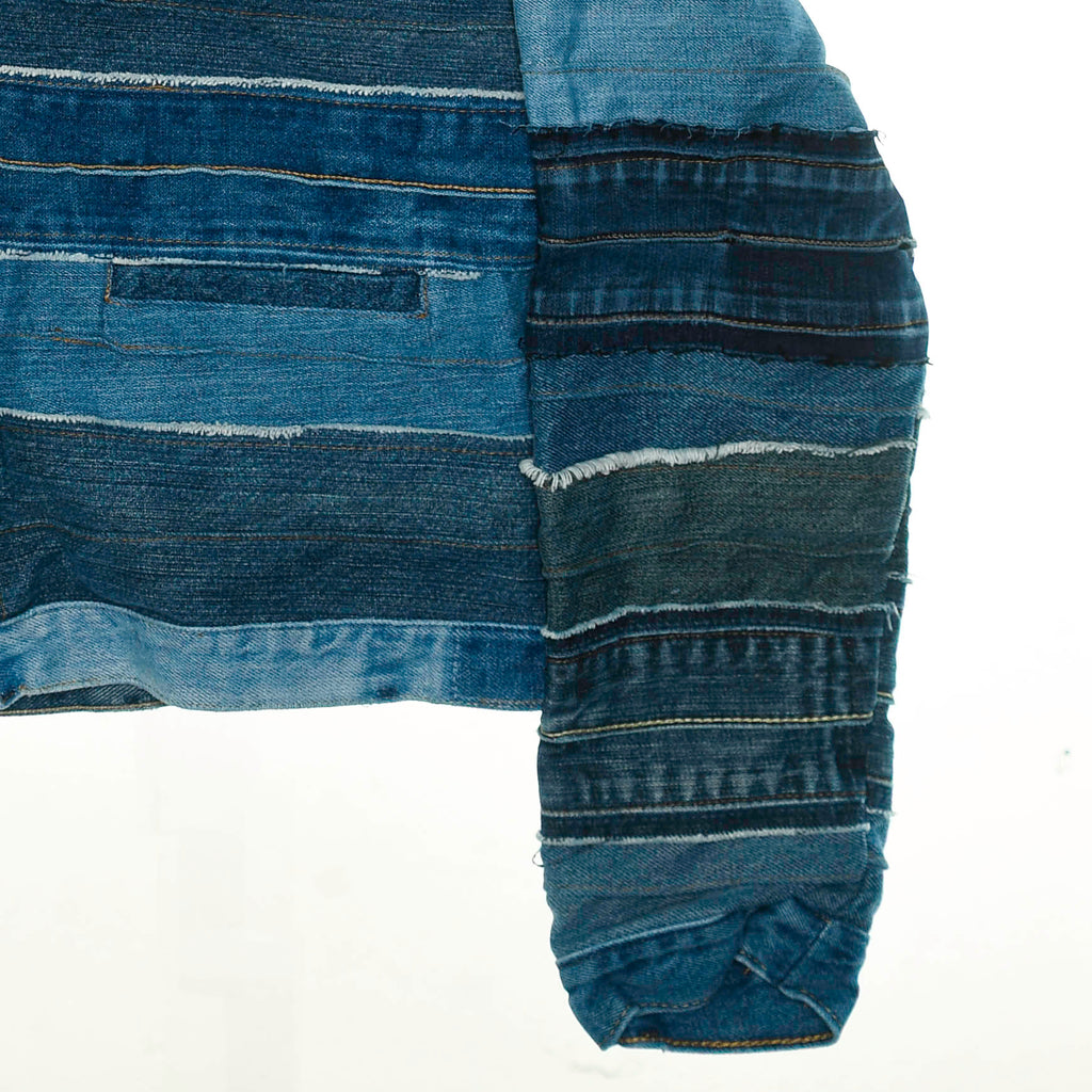 Mixed Denim Strata Cropped Jacket