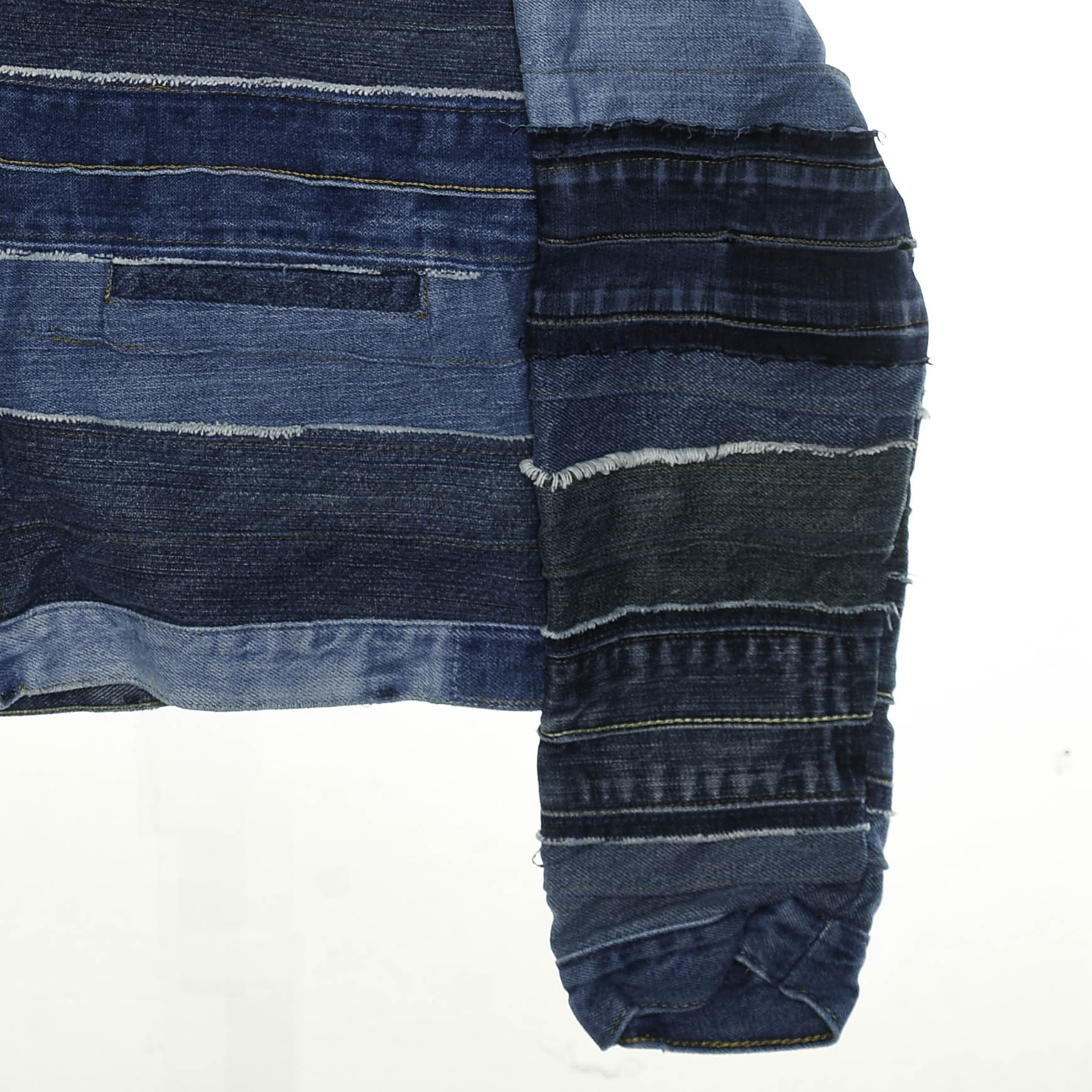 Mixed Denim Strata Cropped Jacket
