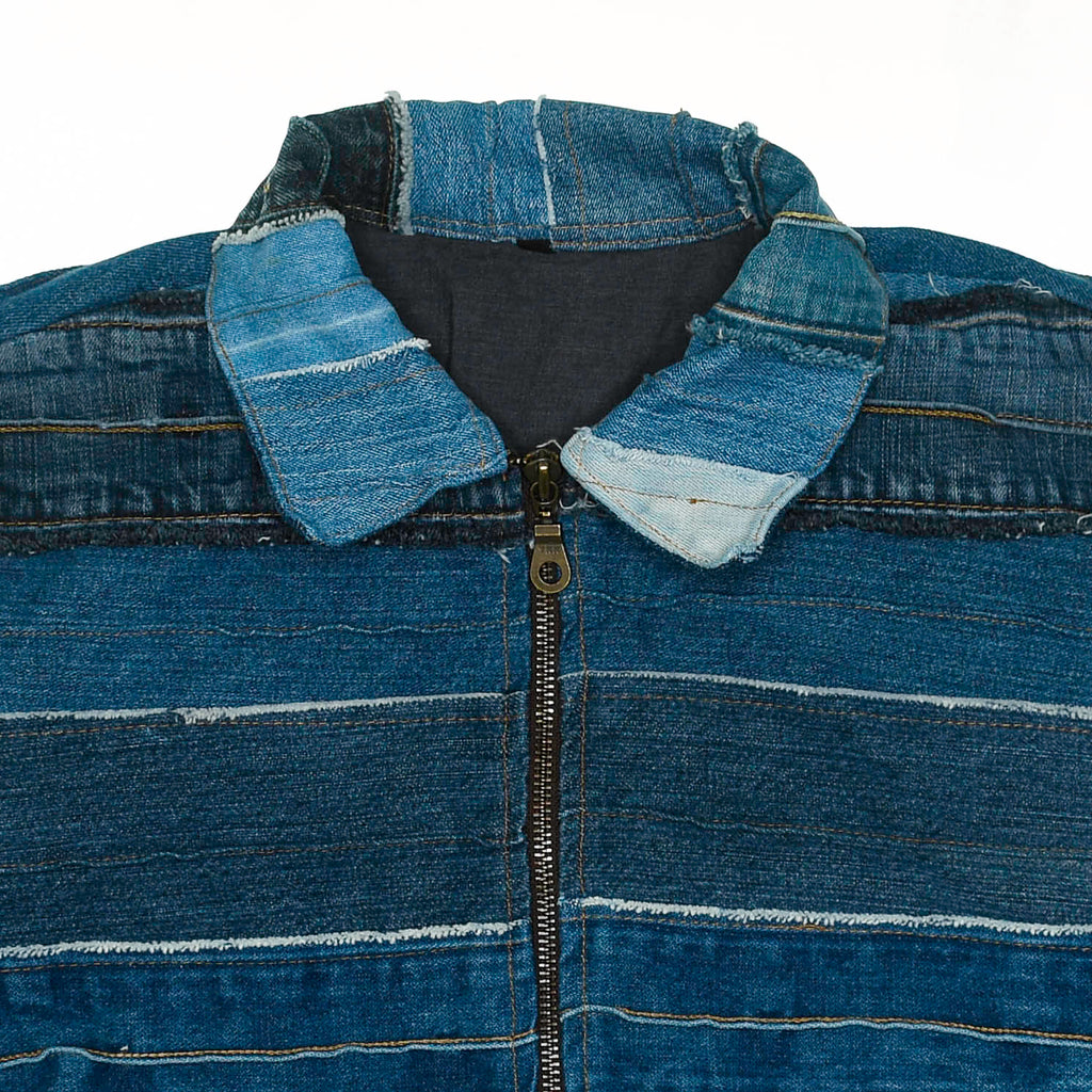 Mixed Denim Strata Cropped Jacket