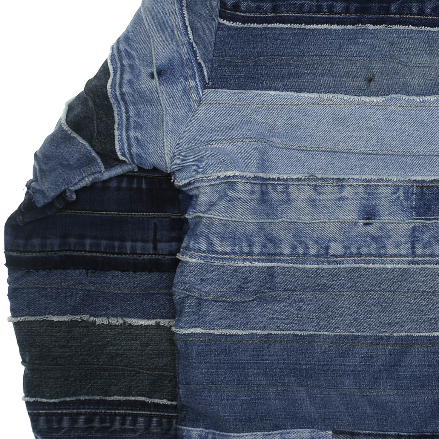 Mixed Denim Strata Cropped Jacket