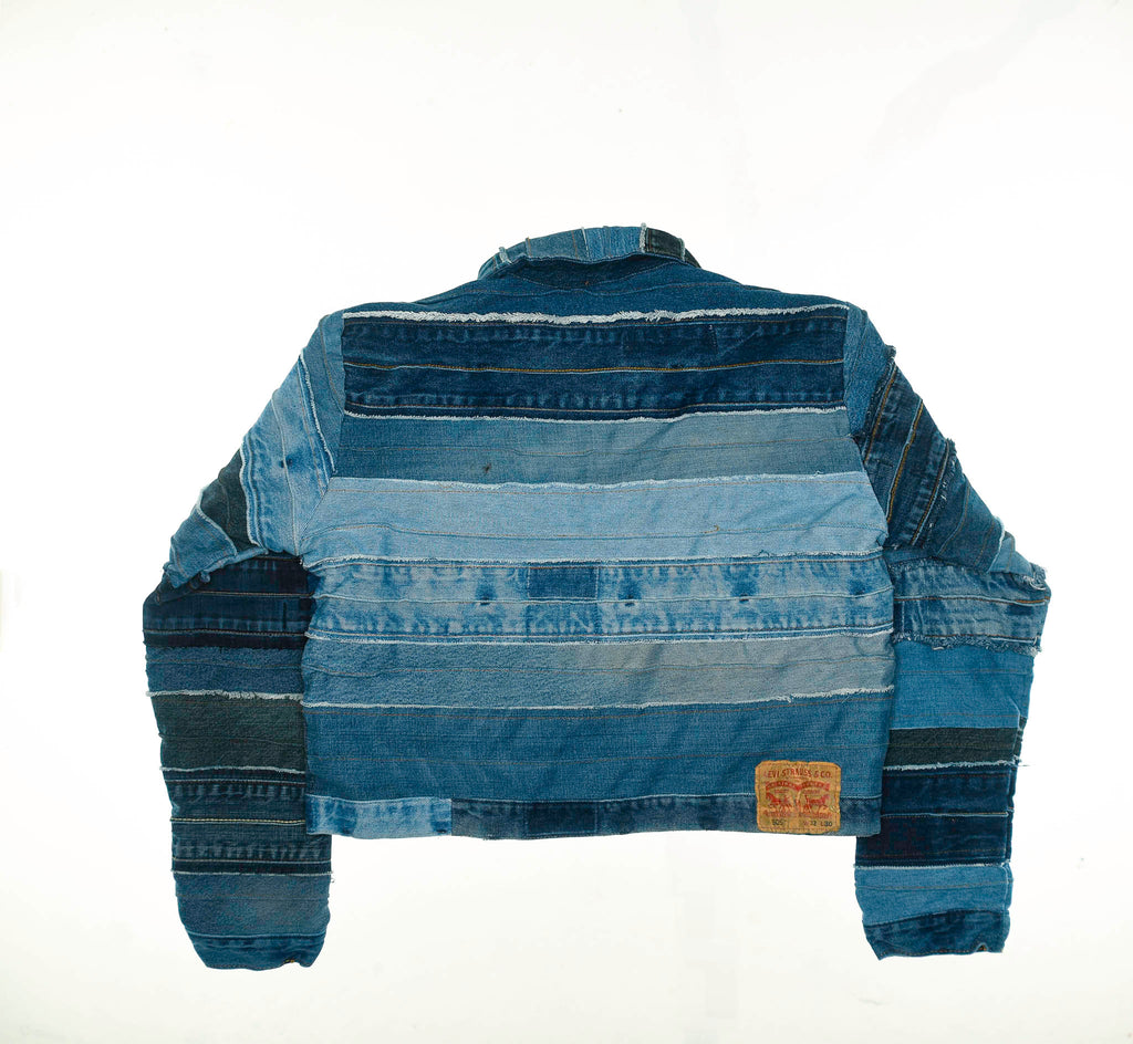 Mixed Denim Strata Cropped Jacket