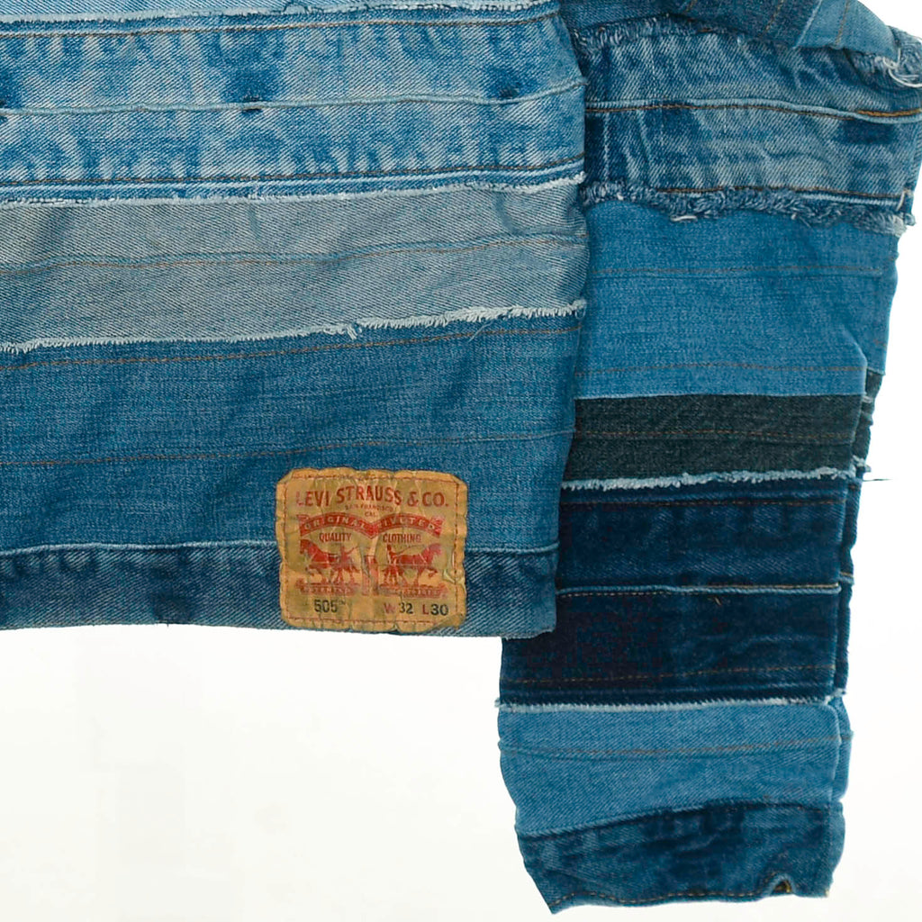 Mixed Denim Strata Cropped Jacket
