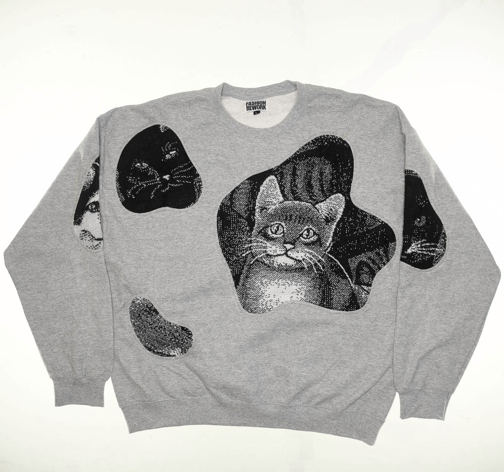 Black & White Cat Amoeba Tapestry Pullover