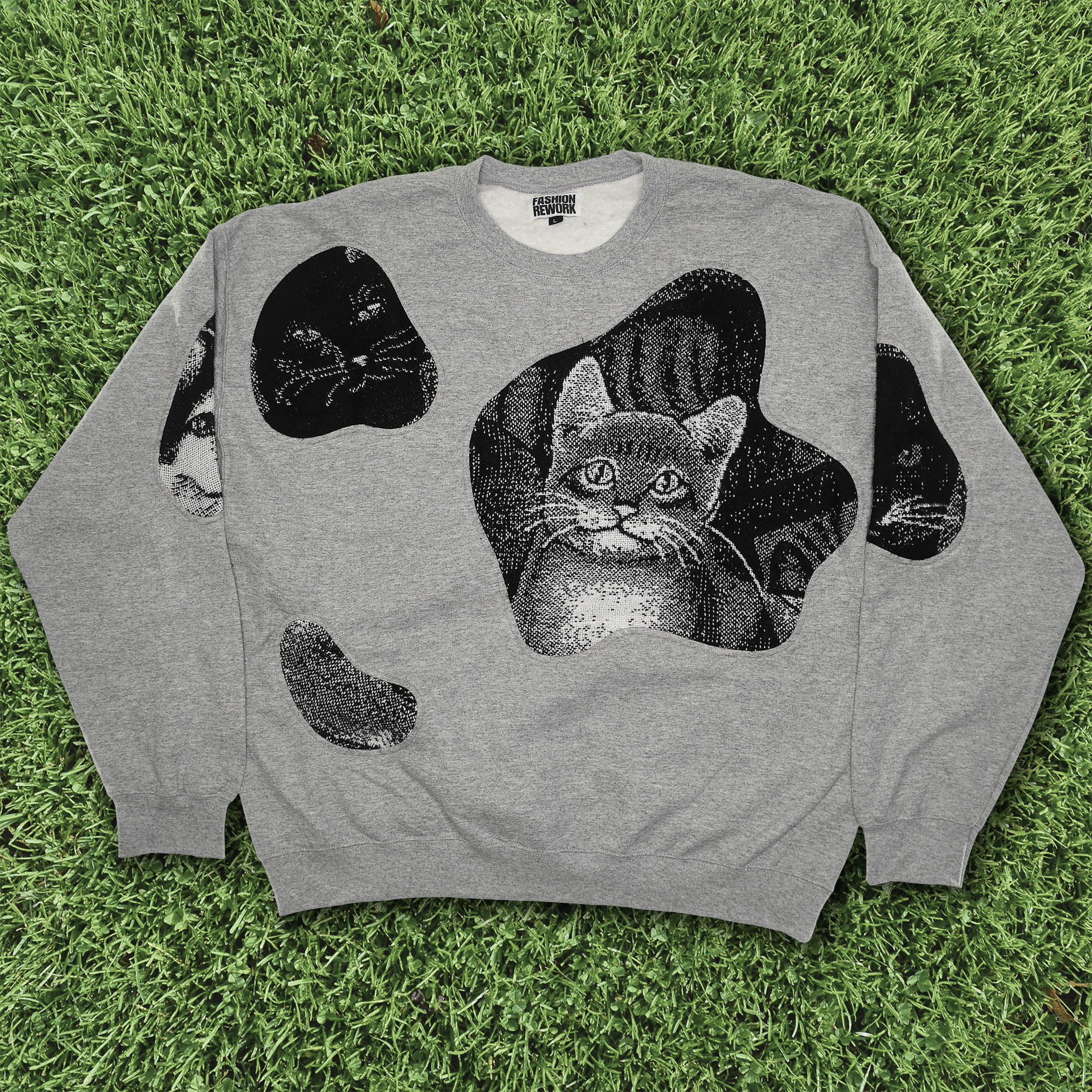 Black & White Cat Amoeba Tapestry Pullover