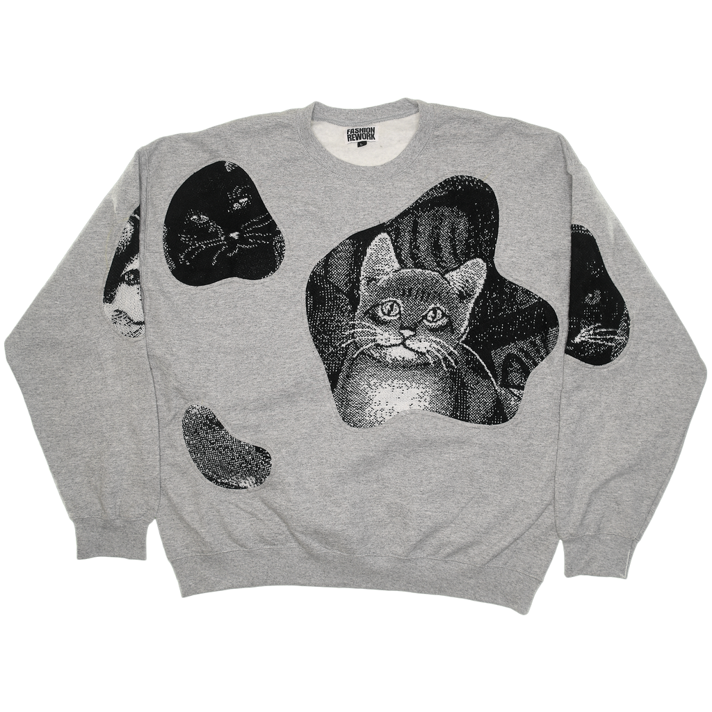 Black & White Cat Amoeba Tapestry Pullover