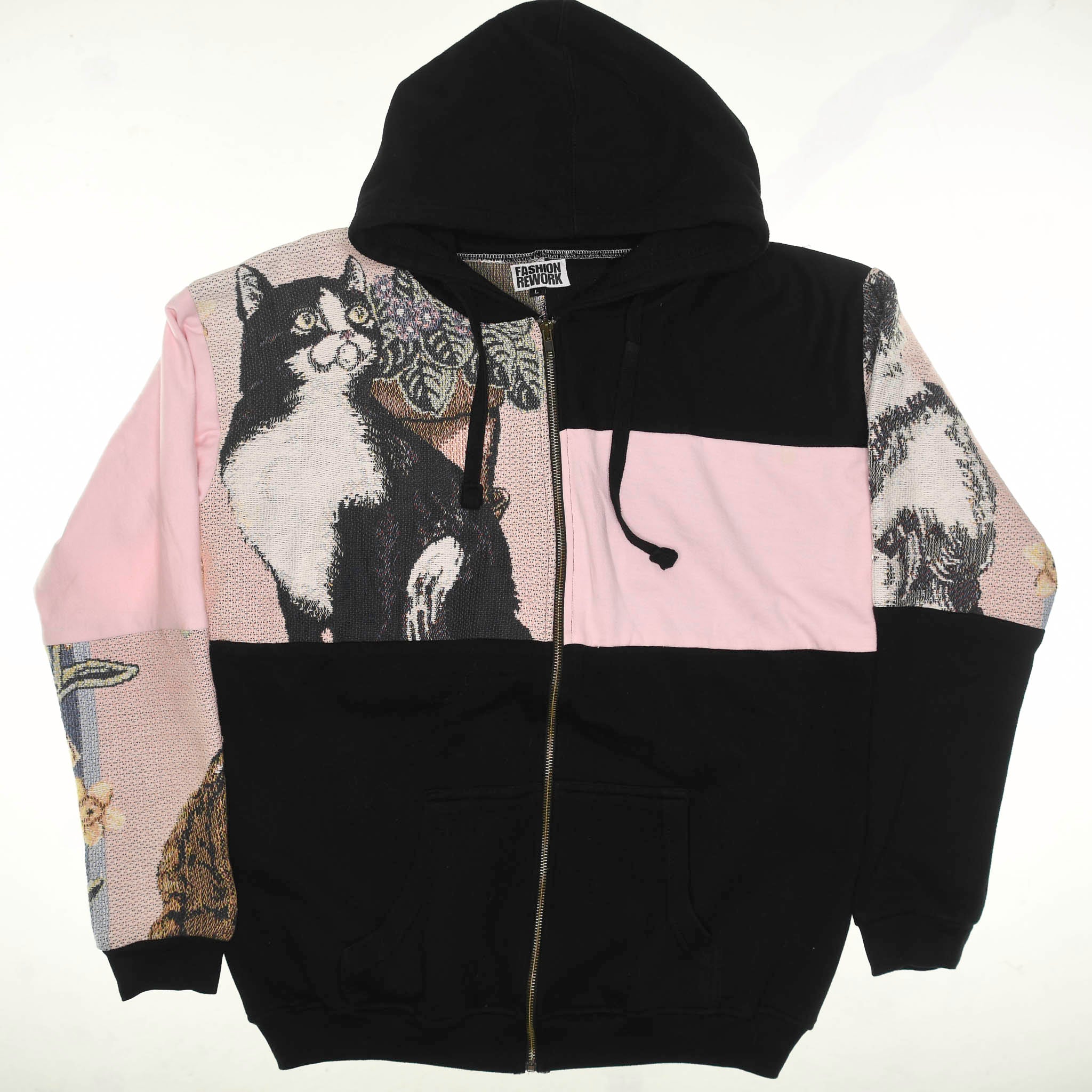 Classic Cats Patchwork Tapestry Zip Up Hoodie