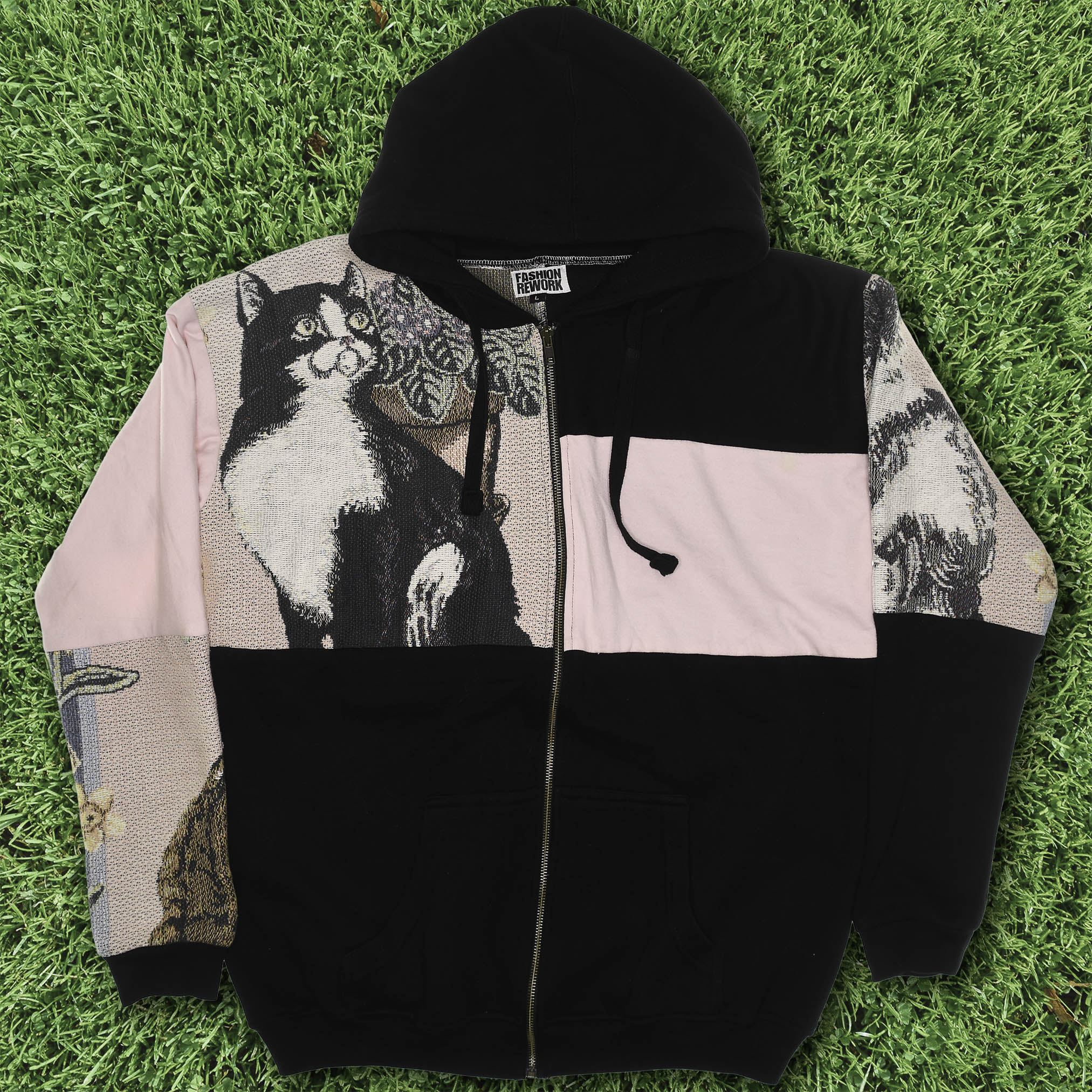 Classic Cats Patchwork Tapestry Zip Up Hoodie