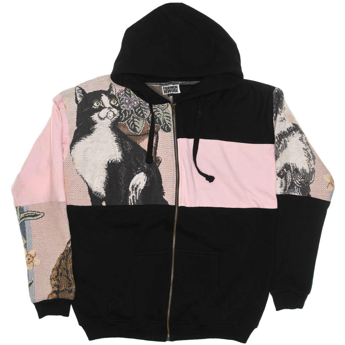 Classic Cats Patchwork Tapestry Zip Up Hoodie