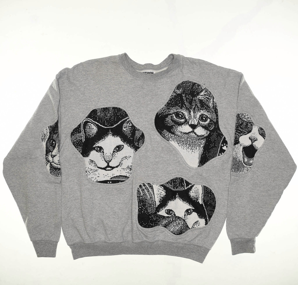 Black & White Kitten Amoeba Tapestry Pullover