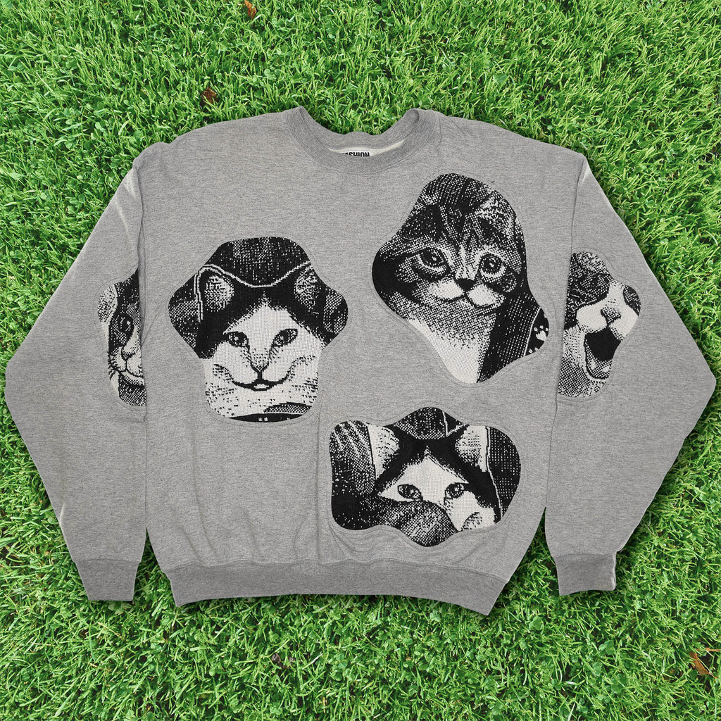 Black & White Kitten Amoeba Tapestry Pullover