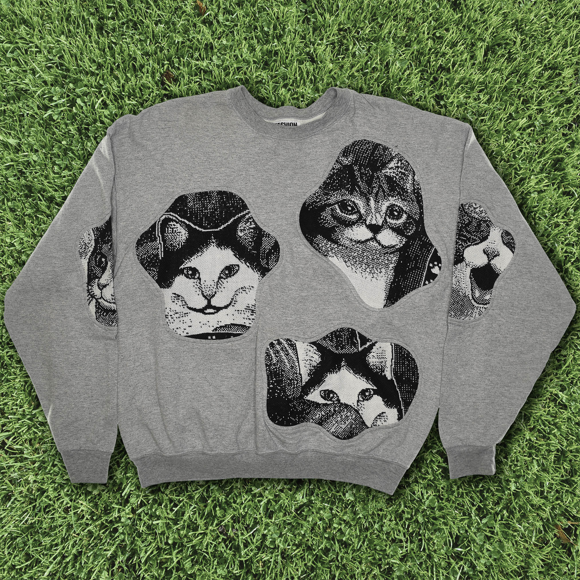 Black & White Kitten Amoeba Tapestry Pullover