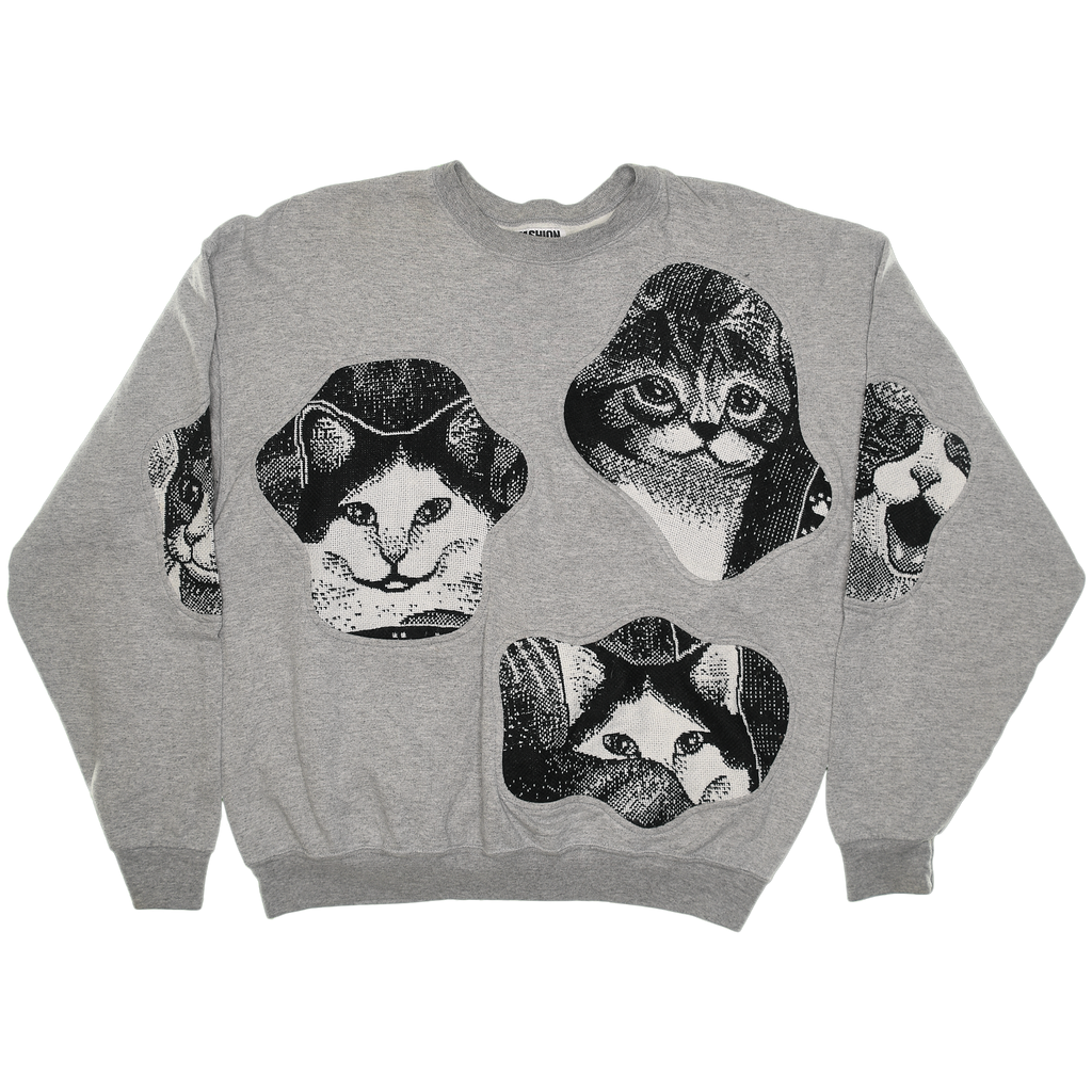 Black & White Kitten Amoeba Tapestry Pullover