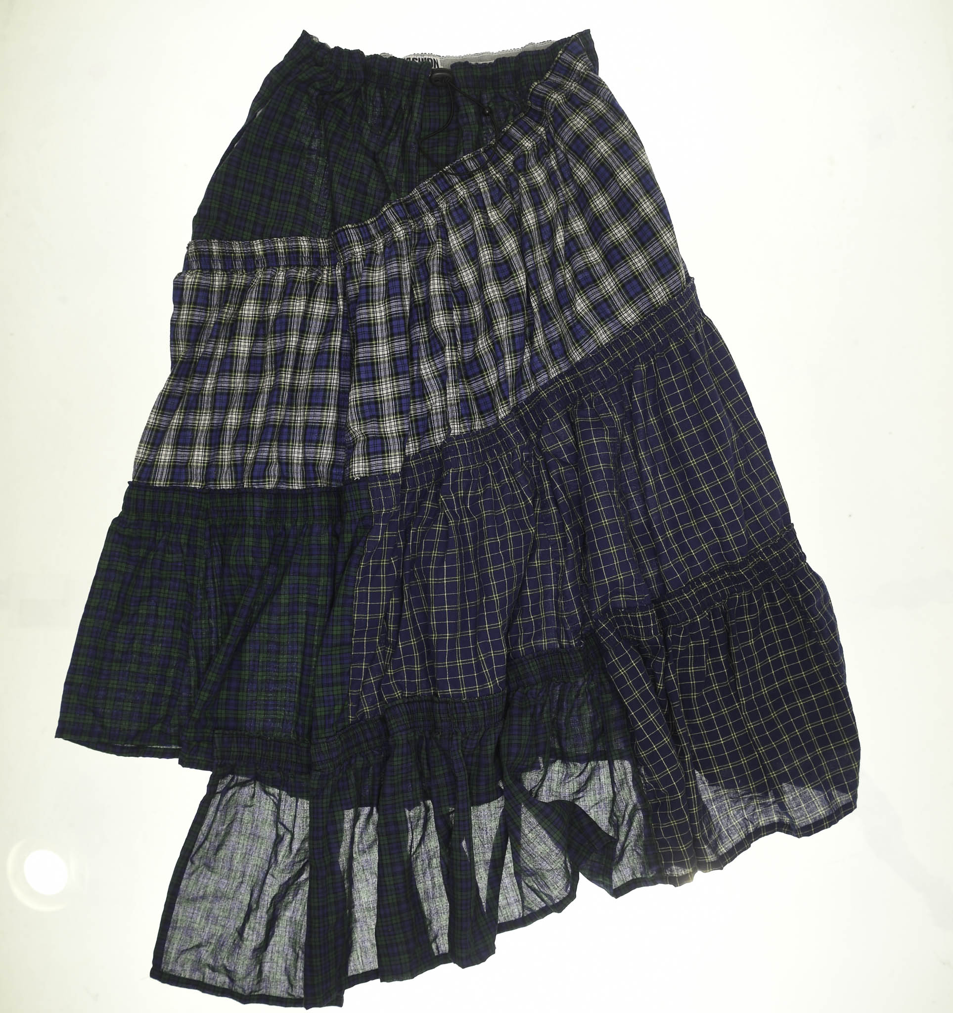 Navy Mixed Plaid Boxer Skirt Maxi
