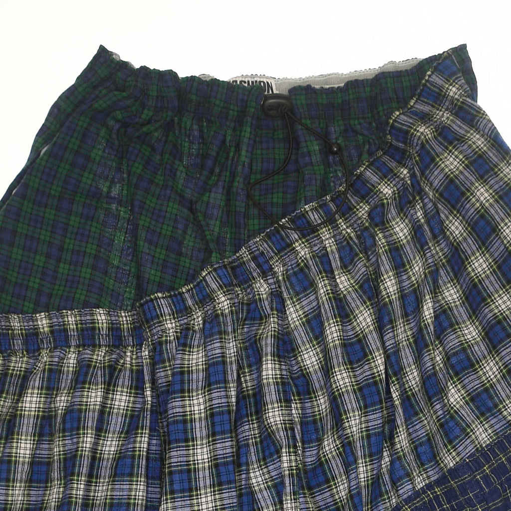 Navy Mixed Plaid Boxer Skirt Maxi