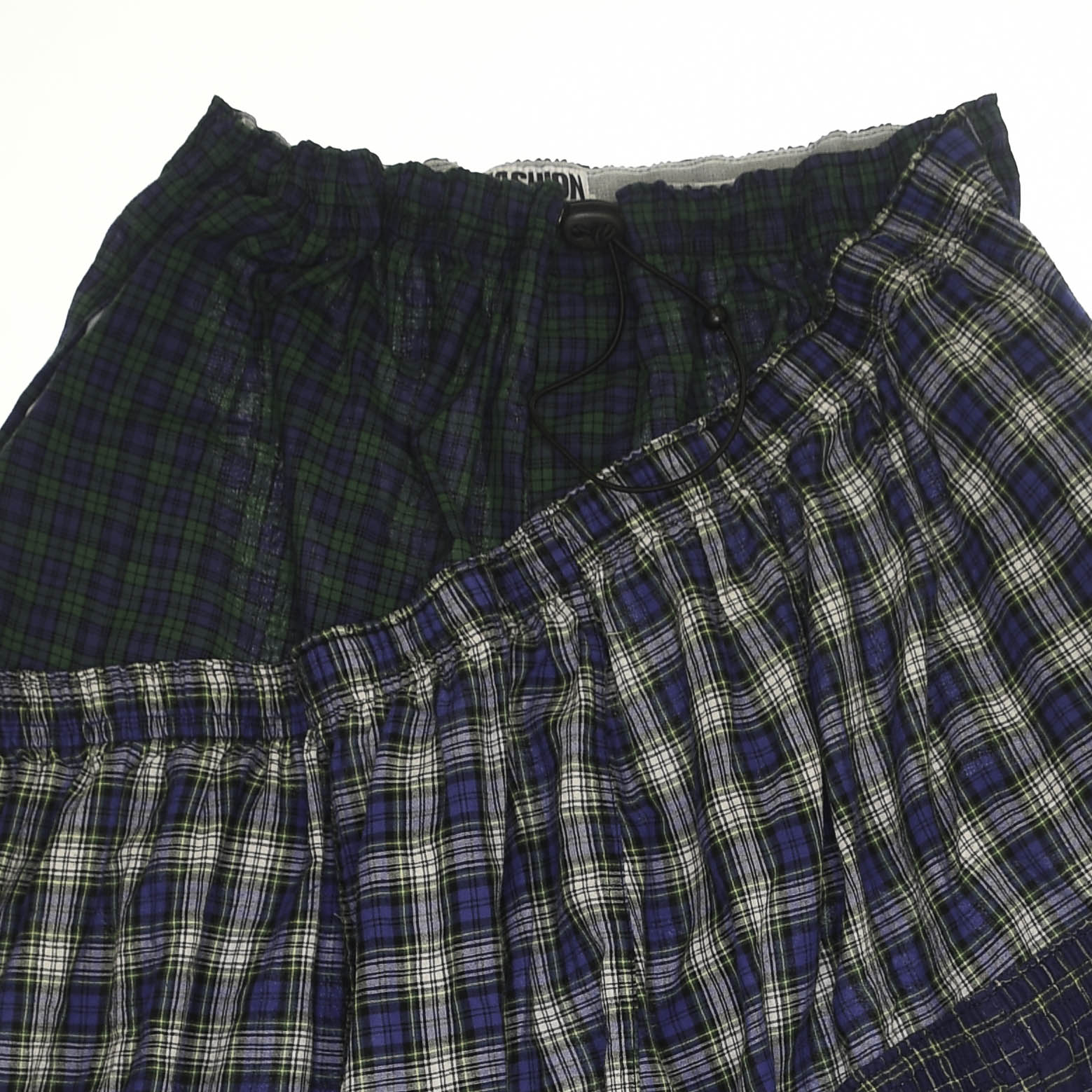 Navy Mixed Plaid Boxer Skirt Maxi