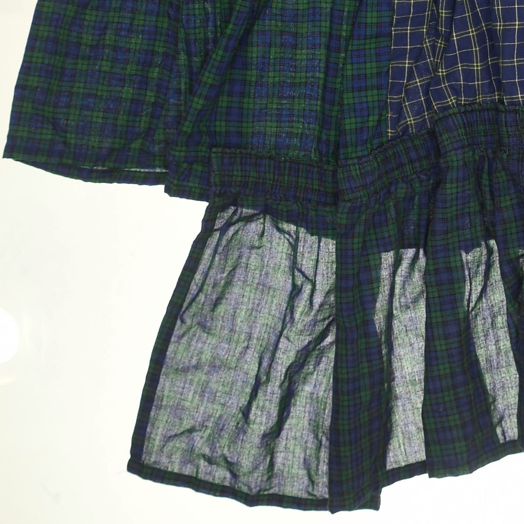 Navy Mixed Plaid Boxer Skirt Maxi