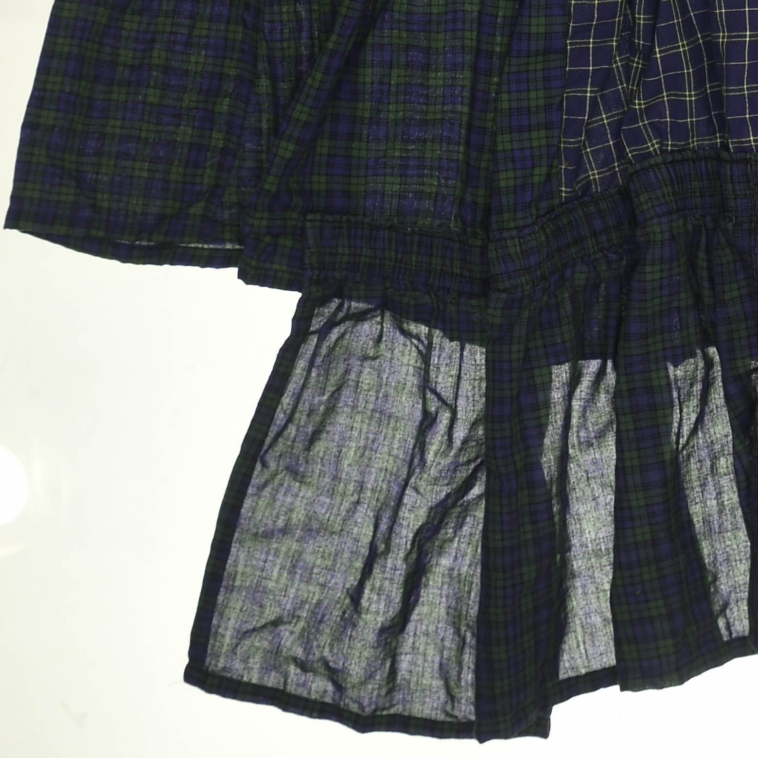 Navy Mixed Plaid Boxer Skirt Maxi