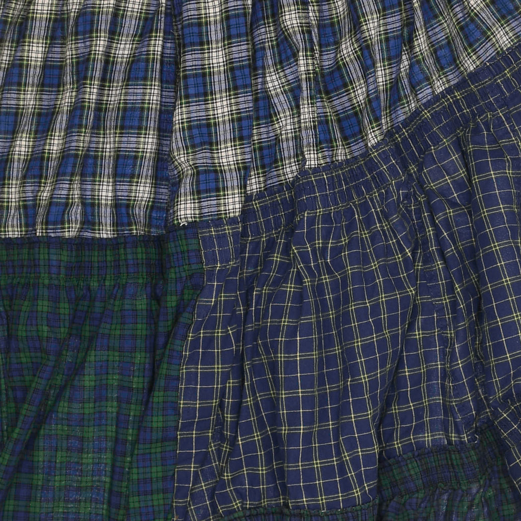 Navy Mixed Plaid Boxer Skirt Maxi