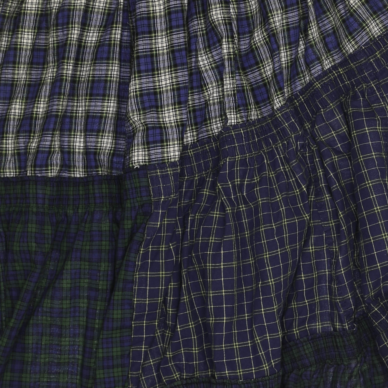 Navy Mixed Plaid Boxer Skirt Maxi