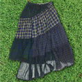 Navy Mixed Plaid Boxer Skirt Maxi